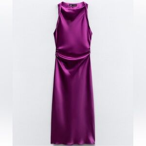 Zara Satin Effect Midi Dress